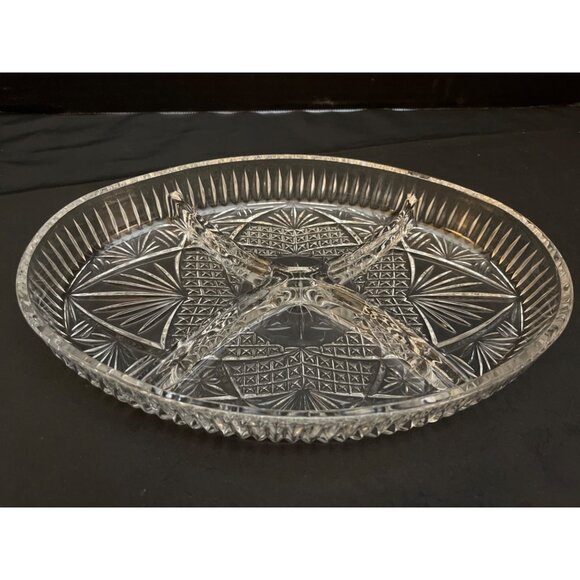 Vintage Libbey Glass Divided Serving Oval Dish 4 Sections 11” - Picture 1 of 5